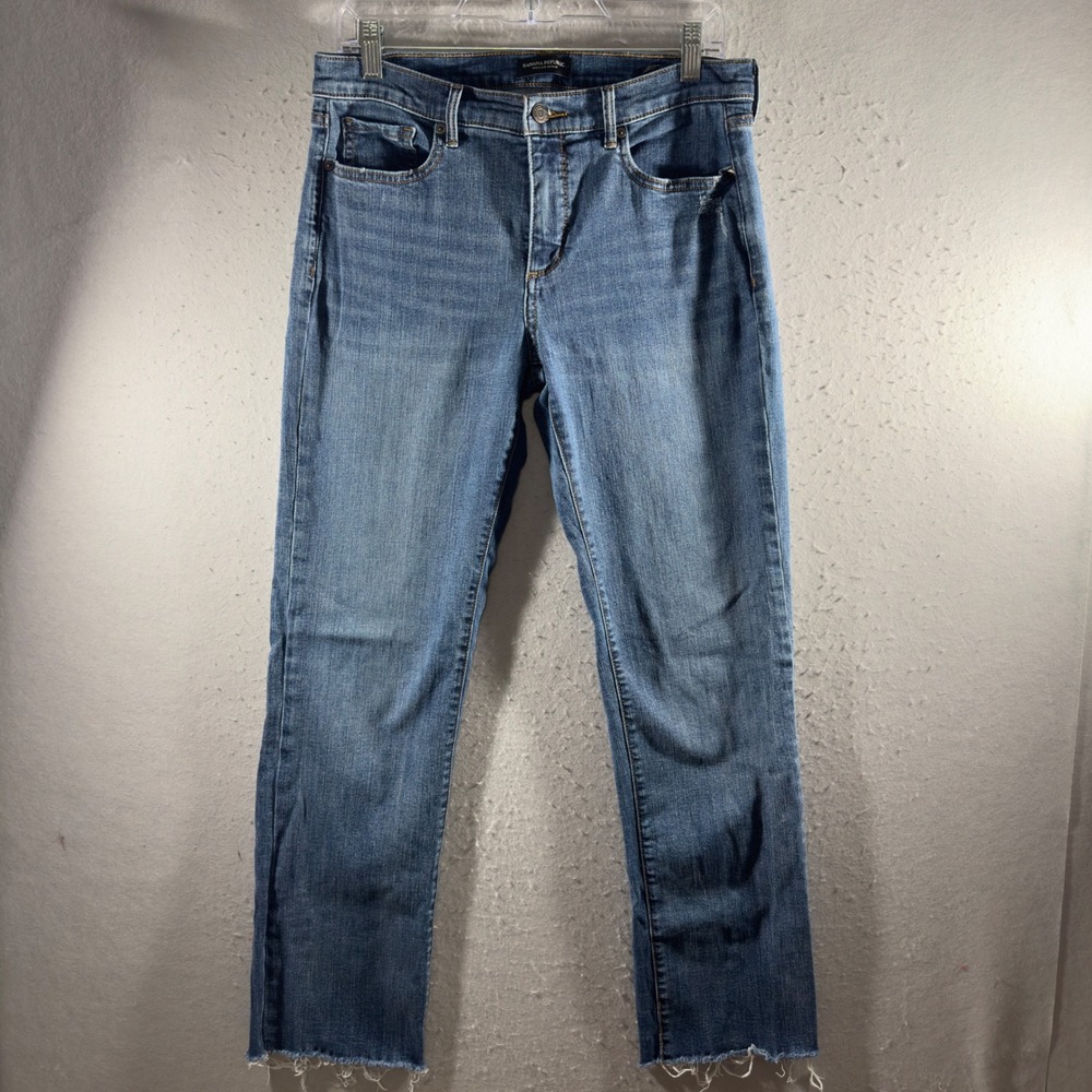 3210 | Banana Republic Girlfriend Raw Hem Straight Leg Jeans Blue Women 30